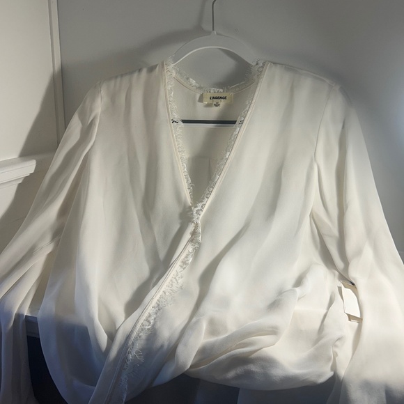 L'Agence - Rosario Blouse with lace NEW WITH TAGS Ivory S - Picture 1 of 8